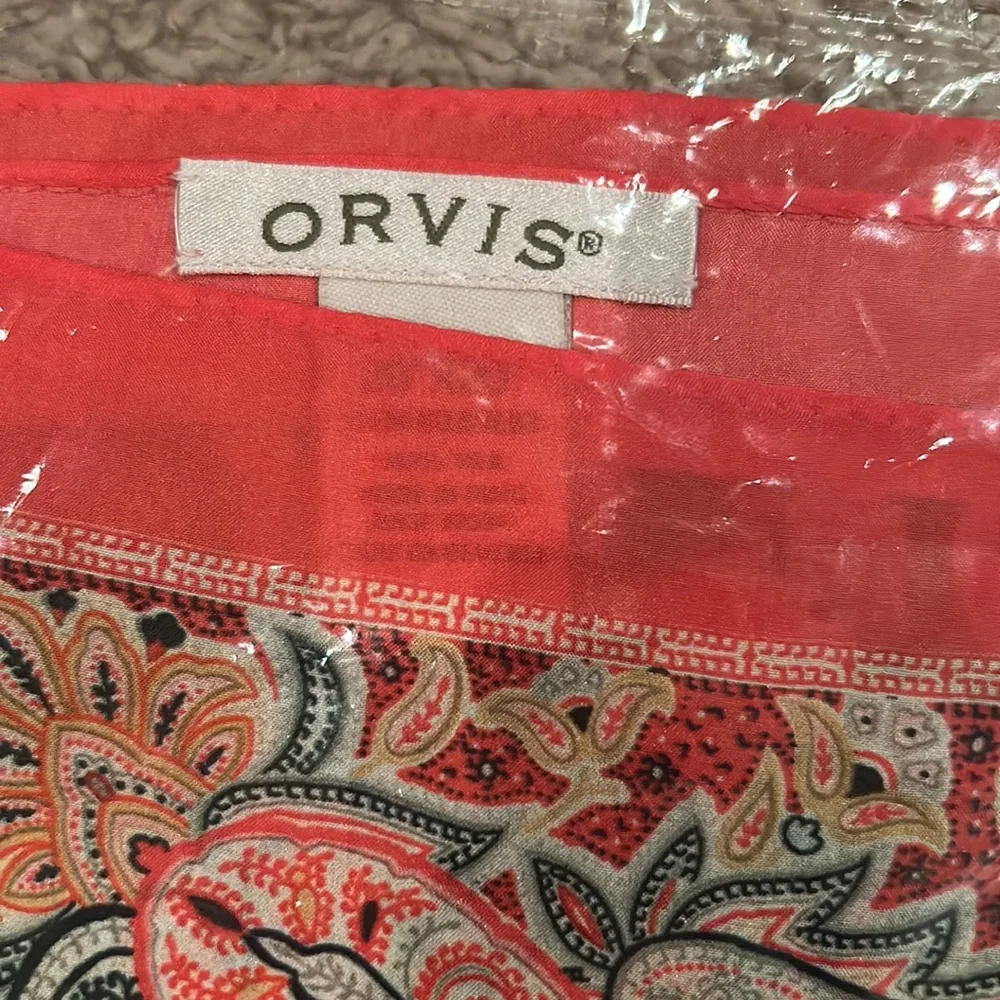 Orvis Paisley Printed 100% Silk Scarf 20“x20“_3